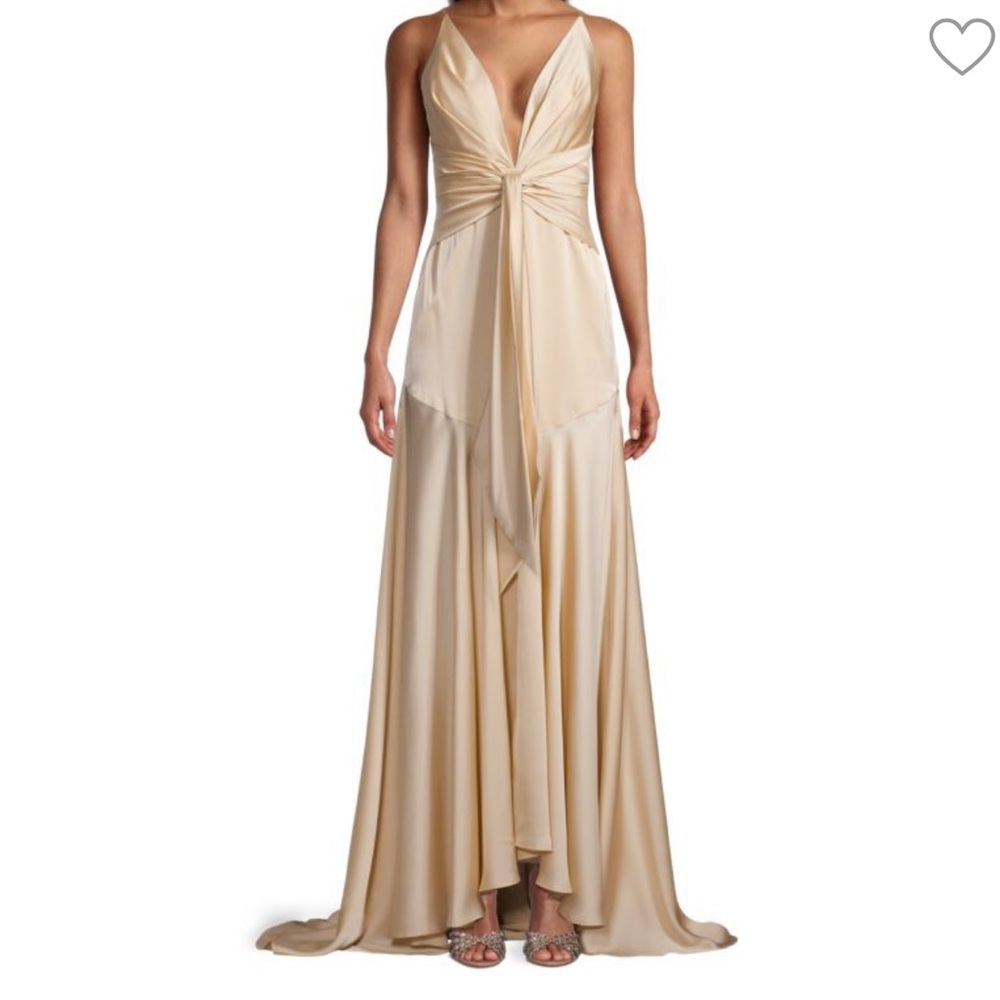 frame and partner satin champagne gown